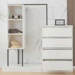 Drawer Cabinet Wardrobe Set Sideboard Clothes Rail W140/W40/H135 White