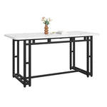 Lightweight Luxury Dining Table, 140x80cm Rectangular Metal Frame, Black