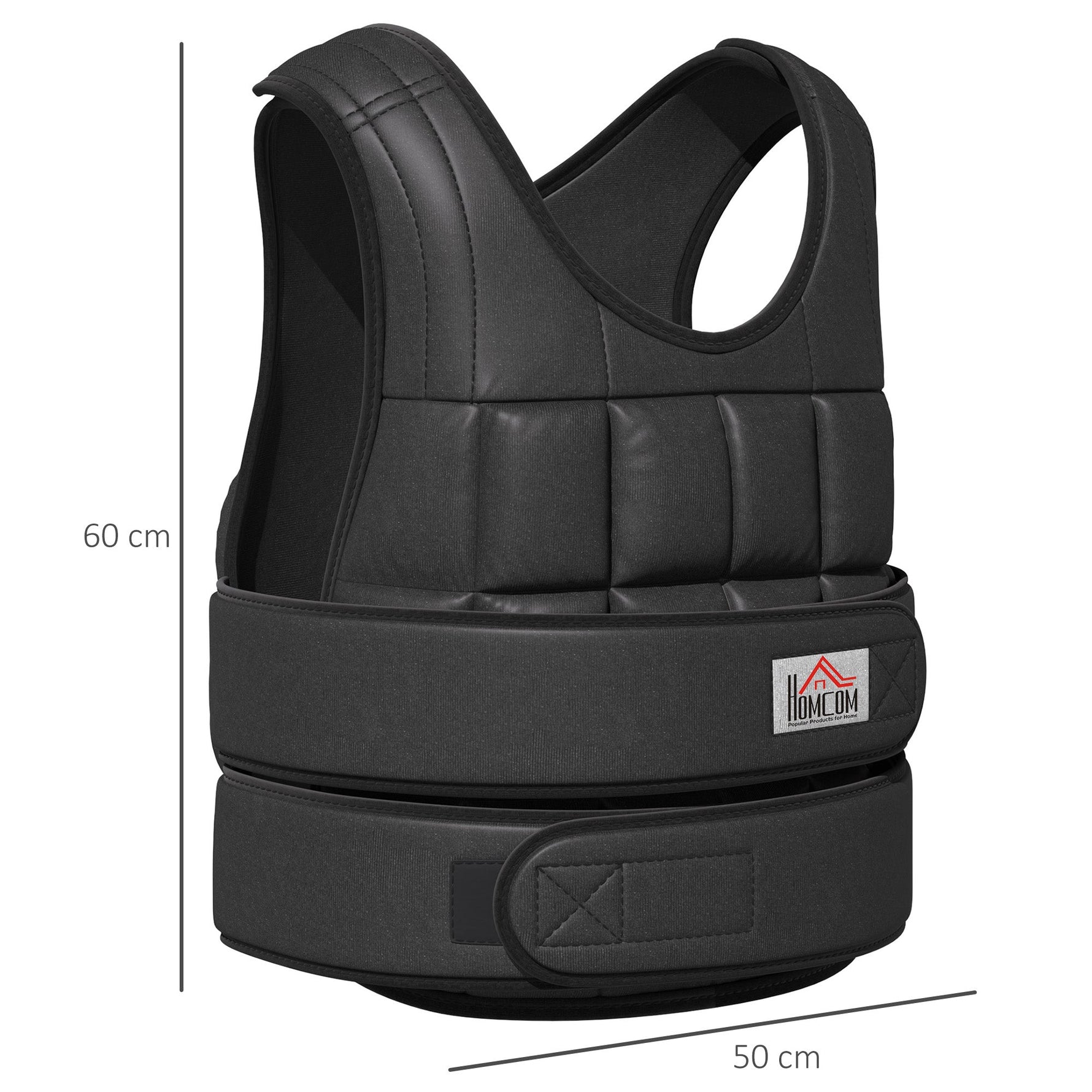 Weighted Vest, 30 kg Adjustable Strength Training, Black Oxford Metal