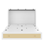 Murphy Bed with USB and Power Outlet, Convertible Platform Bed 140 x 200, White