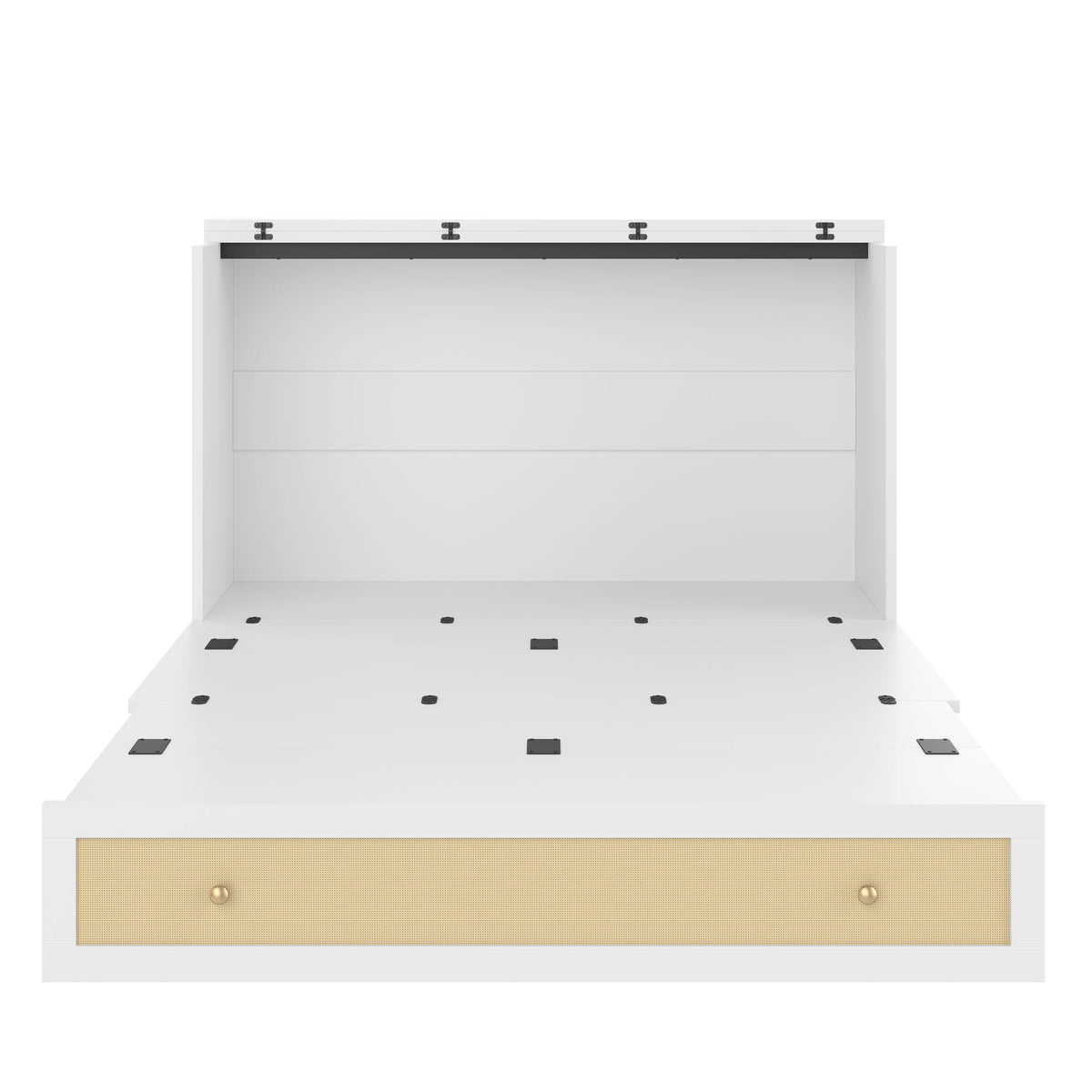 Murphy Bed with USB and Power Outlet, Convertible Platform Bed 140 x 200, White