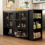 Dining Bar, 360° Rotating Multifunctional with 5 Shelves, Black