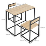 Dining Set 3-Piece 2 Chairs Small Spaces, Oak