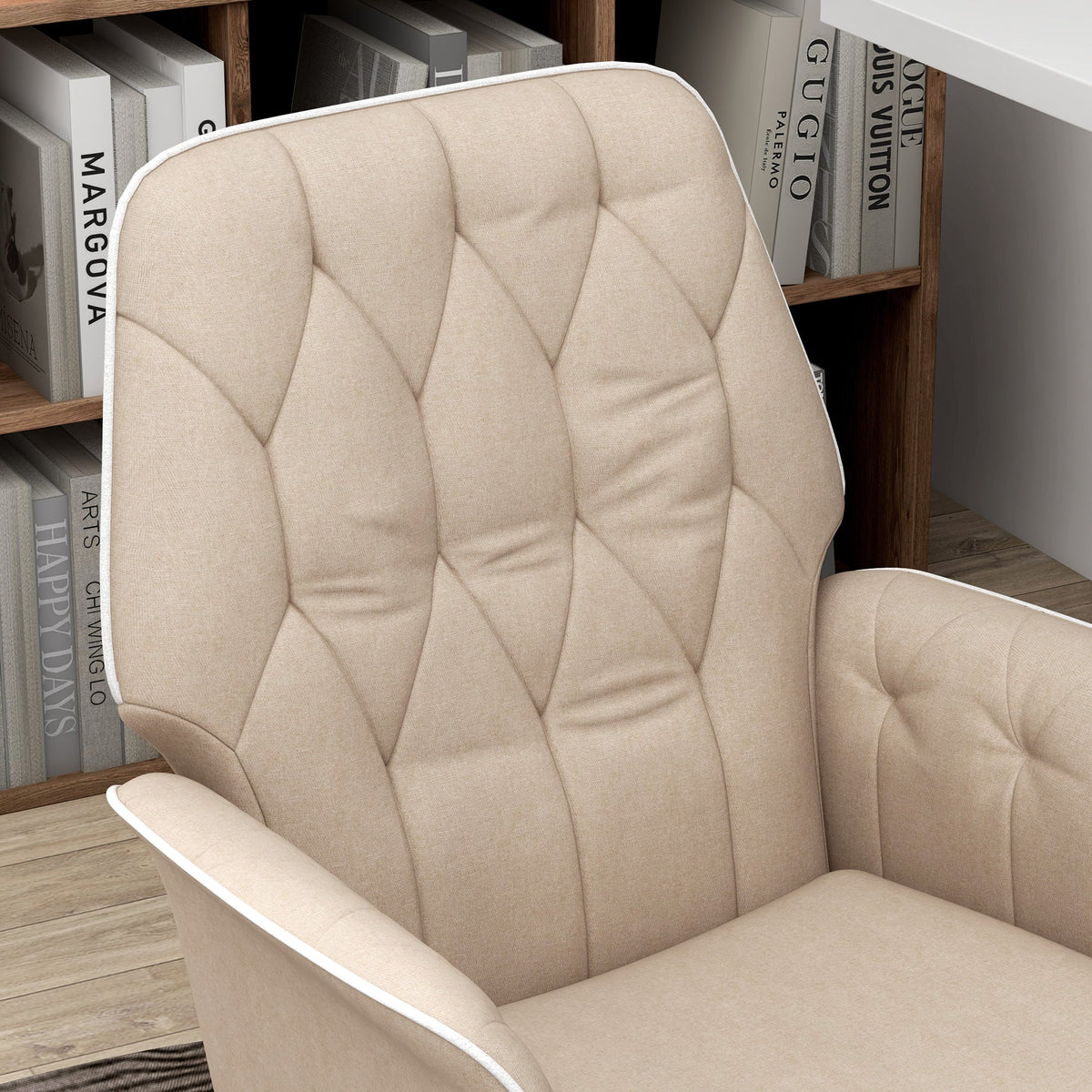Office Chair, Rocking Function, Adjustable, 120 kg, Beige
