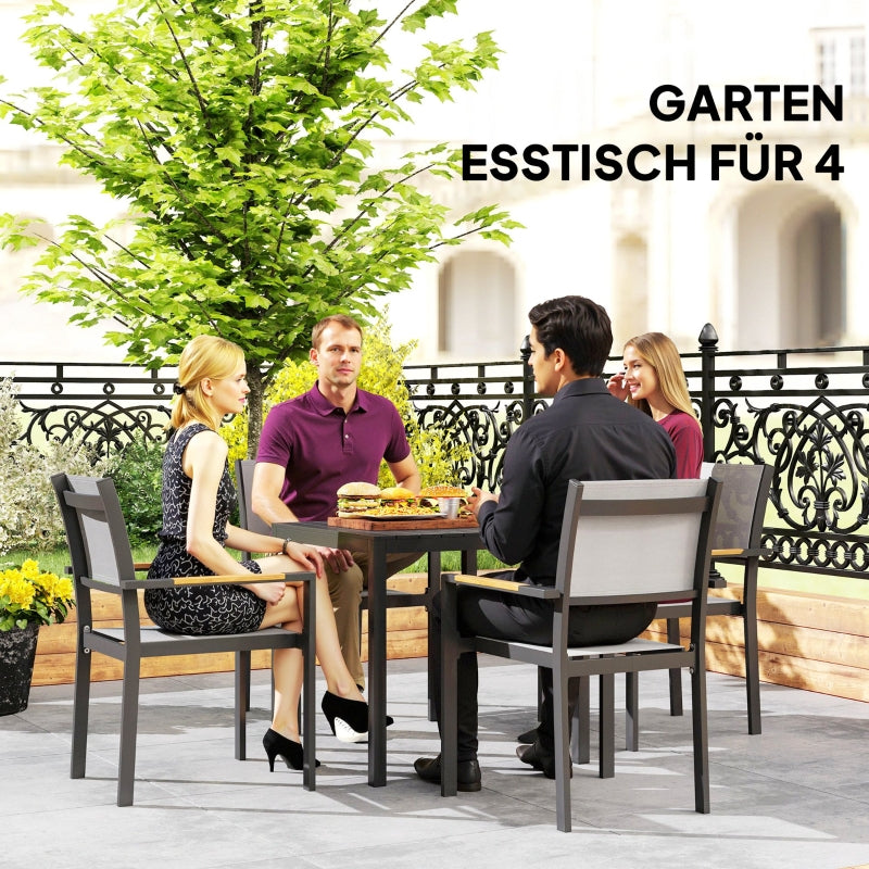 Garden Table Aluminum 73x73cm Weatherproof 4-Person Black