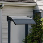 Canopy for Front Door, 100 x 75 cm Pent Arch UV Protection, Aluminum & Polycarbonate Black