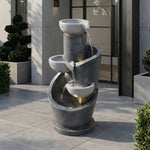 Garden Fountain with LED Lighting and Water Pump, Grey Artificial Stone