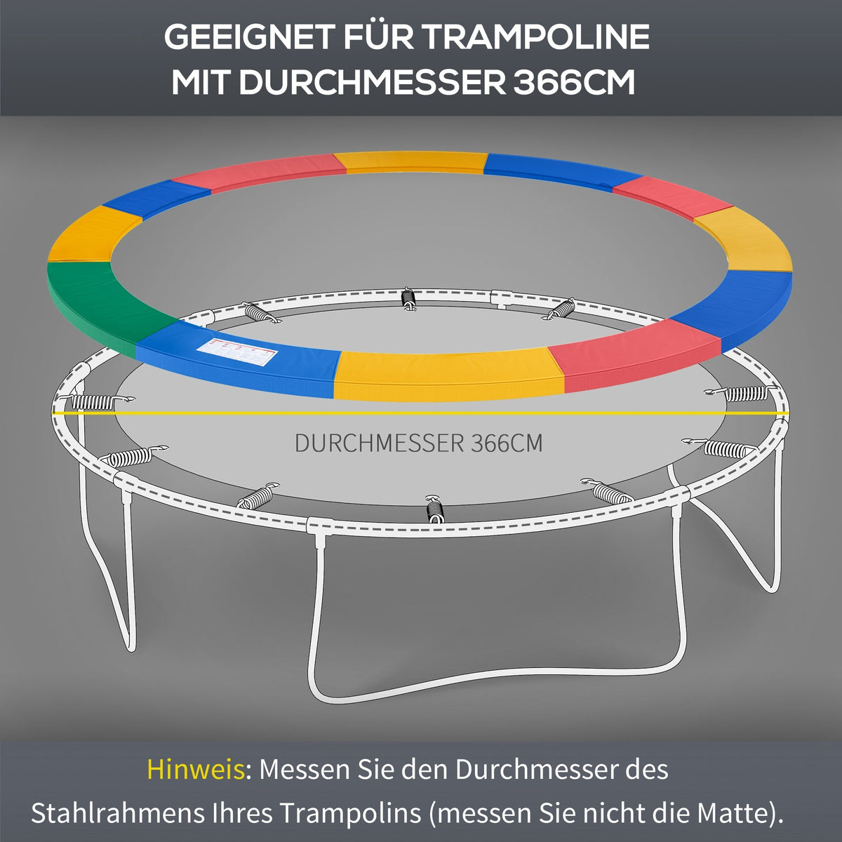 Trampoline Accessory Set, Edge Cover Safety Net, Ø 366cm, Colorful