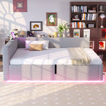 Upholstered Bed with LED, USB, Type-C and Hydraulic Storage, 90x200cm, Grey Velvet