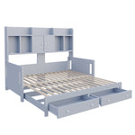 Extendable Sofa Bed with Storage & LED Lighting, Grey Wood