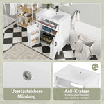 Bathroom Vanity Unit with Ceramic Sink and Adjustable Shelves, White