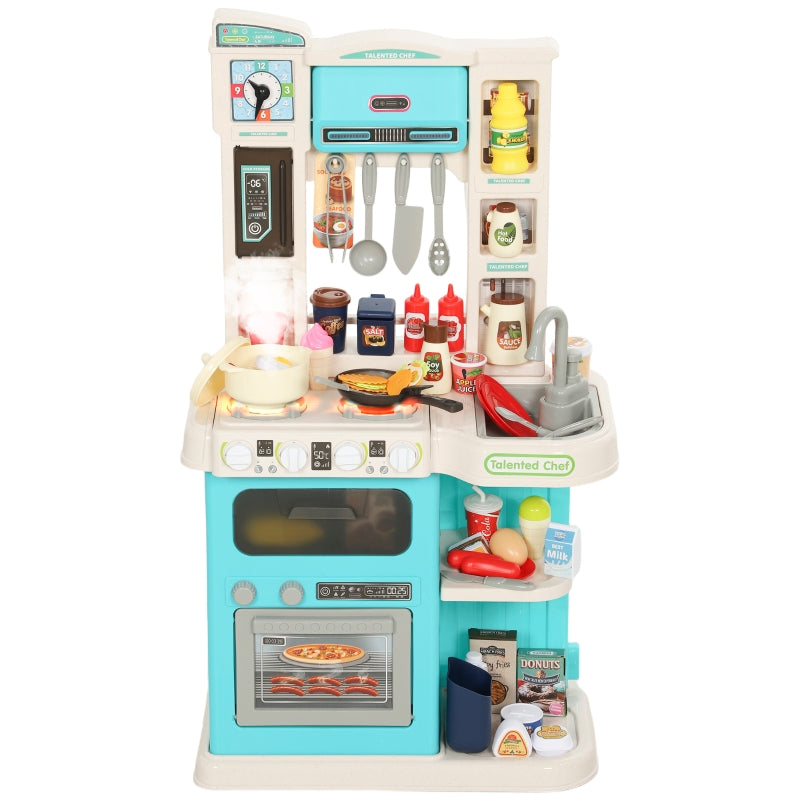 92-Piece Children's Kitchen Set with Tap for Ages 3-6, Green Plastic