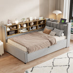 Upholstered Bed/Sofa Bed 90x200cm Hydraulic Storage USB/Type-C Charging Velvet Light Grey