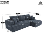 Modular L-shaped Corner Cloud Sofa, Frameless and Freely Combinable, Blue Chenille