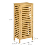 Bathroom Cabinet/Side Cabinet Slatted Door 2 Compartments Storage, Natural