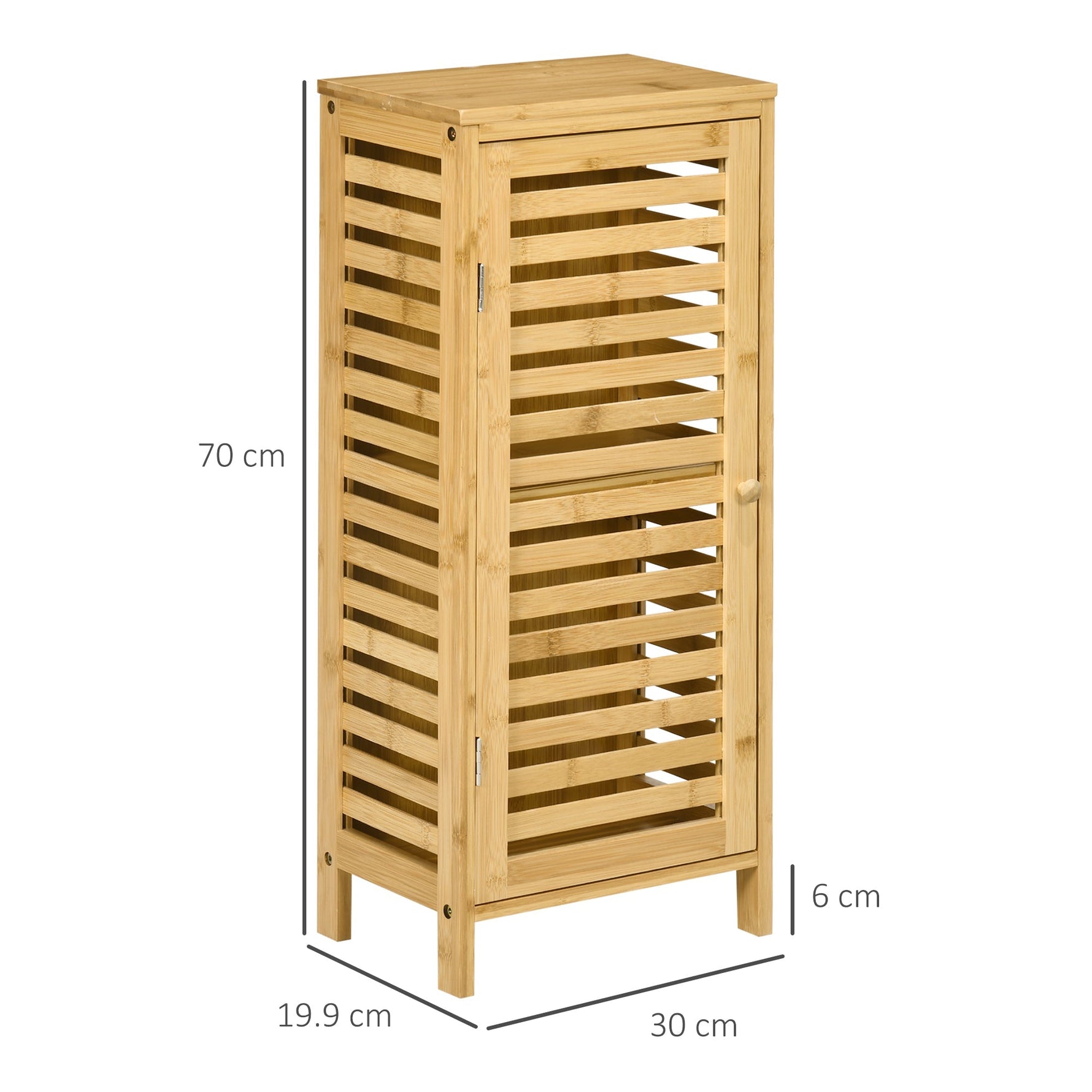 Bathroom Cabinet/Side Cabinet Slatted Door 2 Compartments Storage, Natural