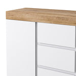 Chest of Drawers 3 Drawers 2 Doors Lockable Storage - White/Oak Chipboard