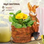 Flowerpot Rabbit Wicker Basket Herb Pot with Drainage Hole MgO