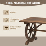 Garden Table, Wheeled Design Weather-Resistant 113 x 60 x 65 cm, Solid Wood Natural Finish