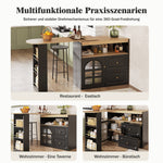 360° Rotating Dining Bar Storage with 2 Drawers Curved Glass - Black