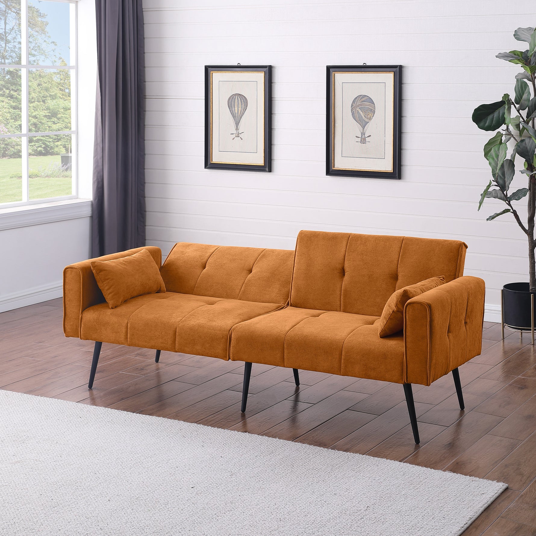 Best Choice Products Futon Sofa Bed Modular Foldable Sleeper 68" Fabric