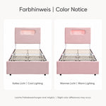 Children's Upholstered Bed 90x200cm with 4 Drawers & LED, Pink
