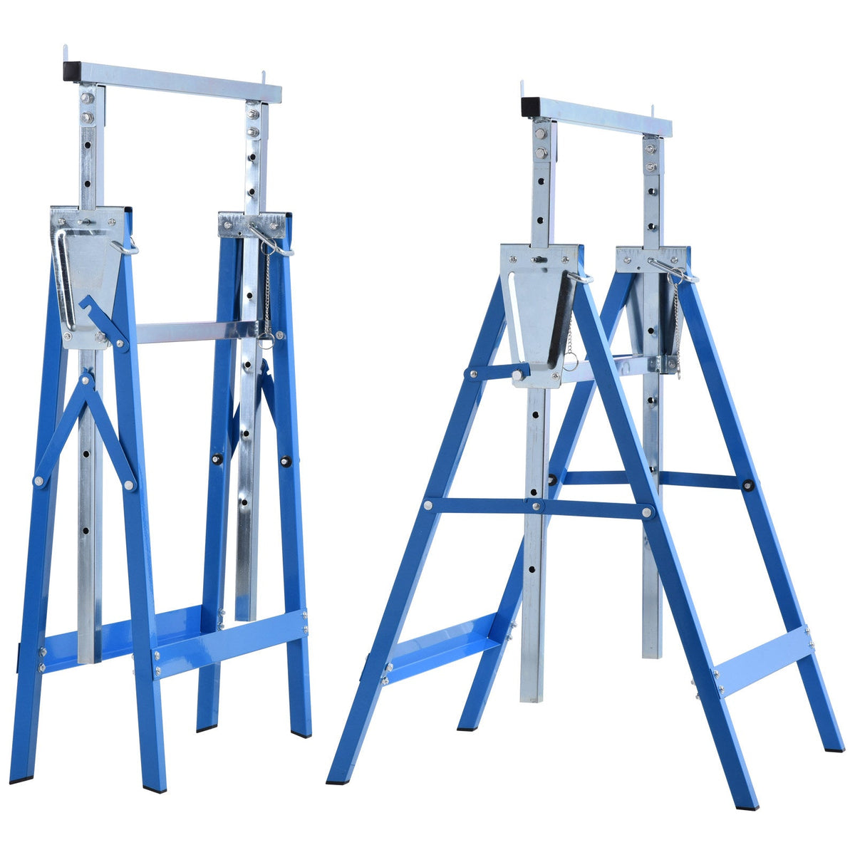 Scaffolding Trestle Folding 2x Height Adjustable 200kg Steel Blue