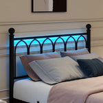 Metal Bed Frame with Vintage Headboard, Footboard, USB & LED, Black