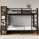 Bunk Bed 120x200 cm with Multifunctional Storage System, Black Metal