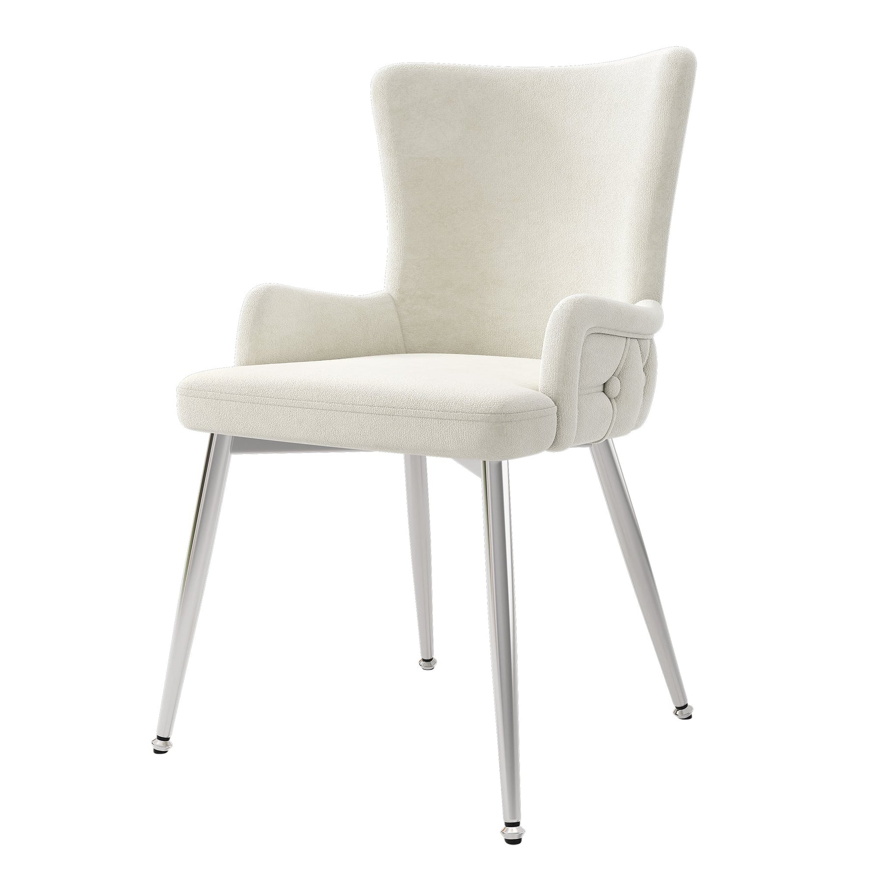 Dining Chair, Set of 4, Luxurious Lounge Chair with Silver Metal Legs, Beige Velvet