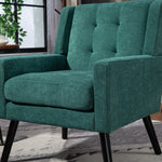 Upholstered Armchair with Buttoned Padding and Solid Wood Legs, Suede Black