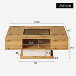 Coffee Table with Color-Changing LED Light, Glass, Two Drawers