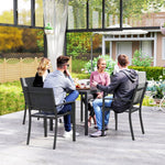 Garden Table Aluminum 73x73cm Weatherproof 4-Person Black