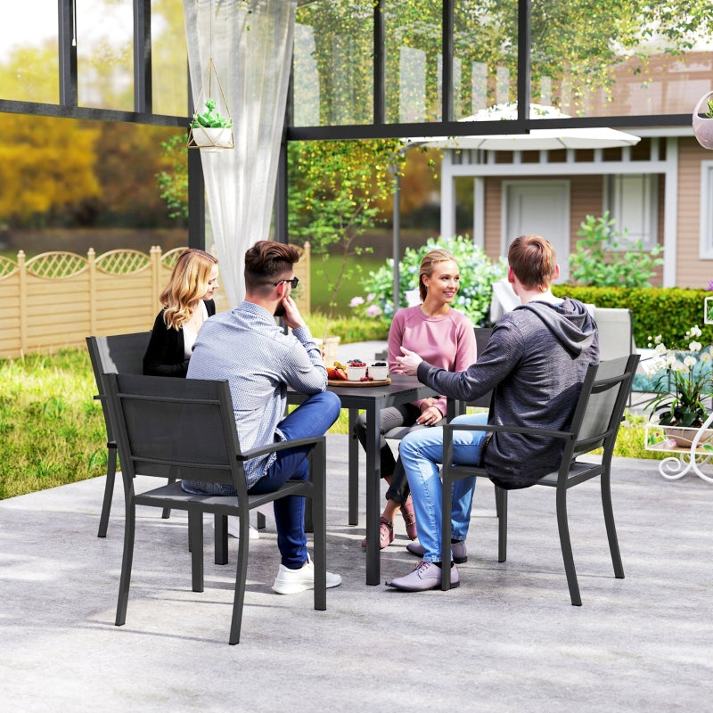 Garden Table Aluminum 73x73cm Weatherproof 4-Person Black