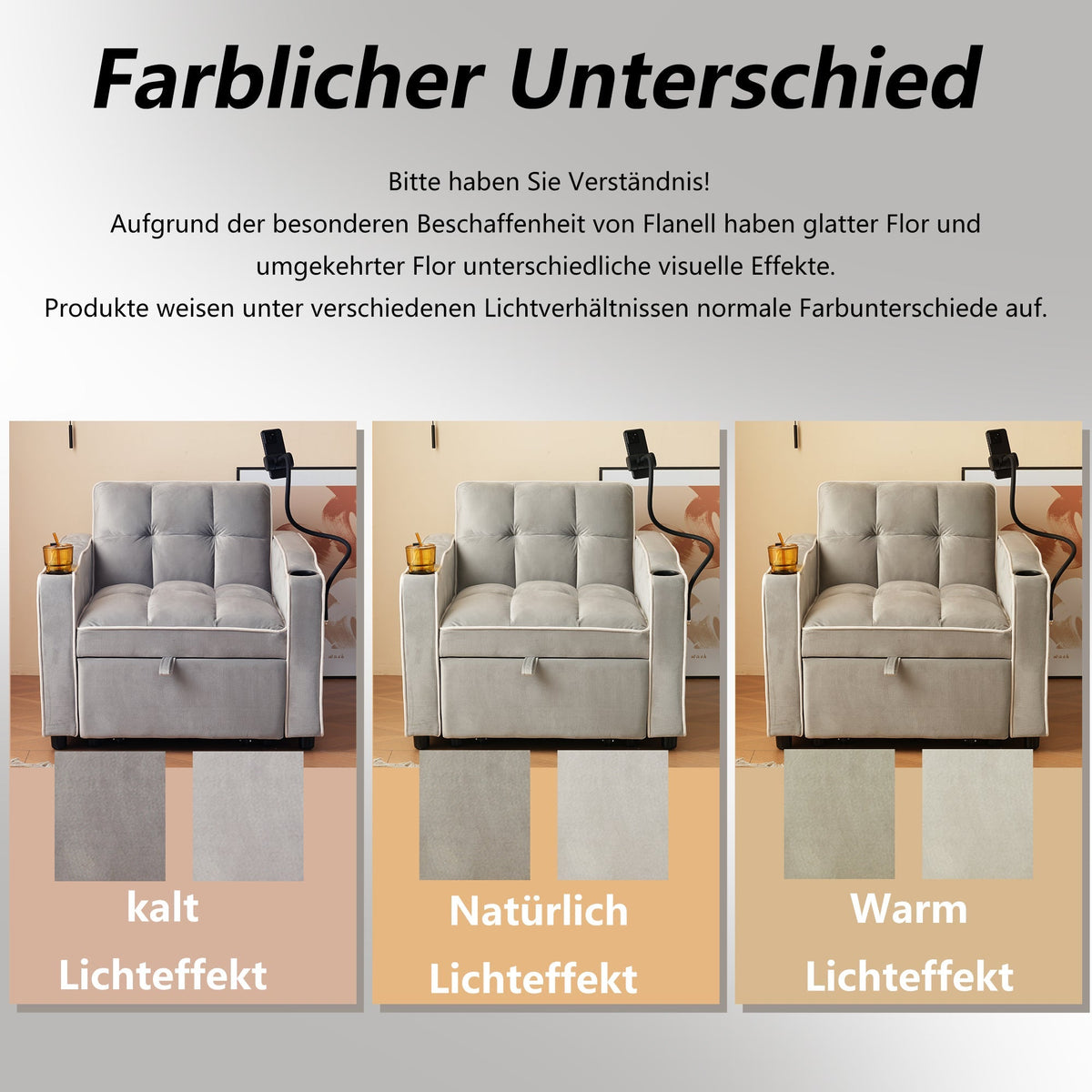 3-in-1 Extendable Single Sleeper Sofa with Cup/Phone Holders, Perfect for Small Spaces