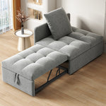 Upholstered Sofa Bed 3-in-1 Multifunctional Adjustable Backrest, Linen Fabric