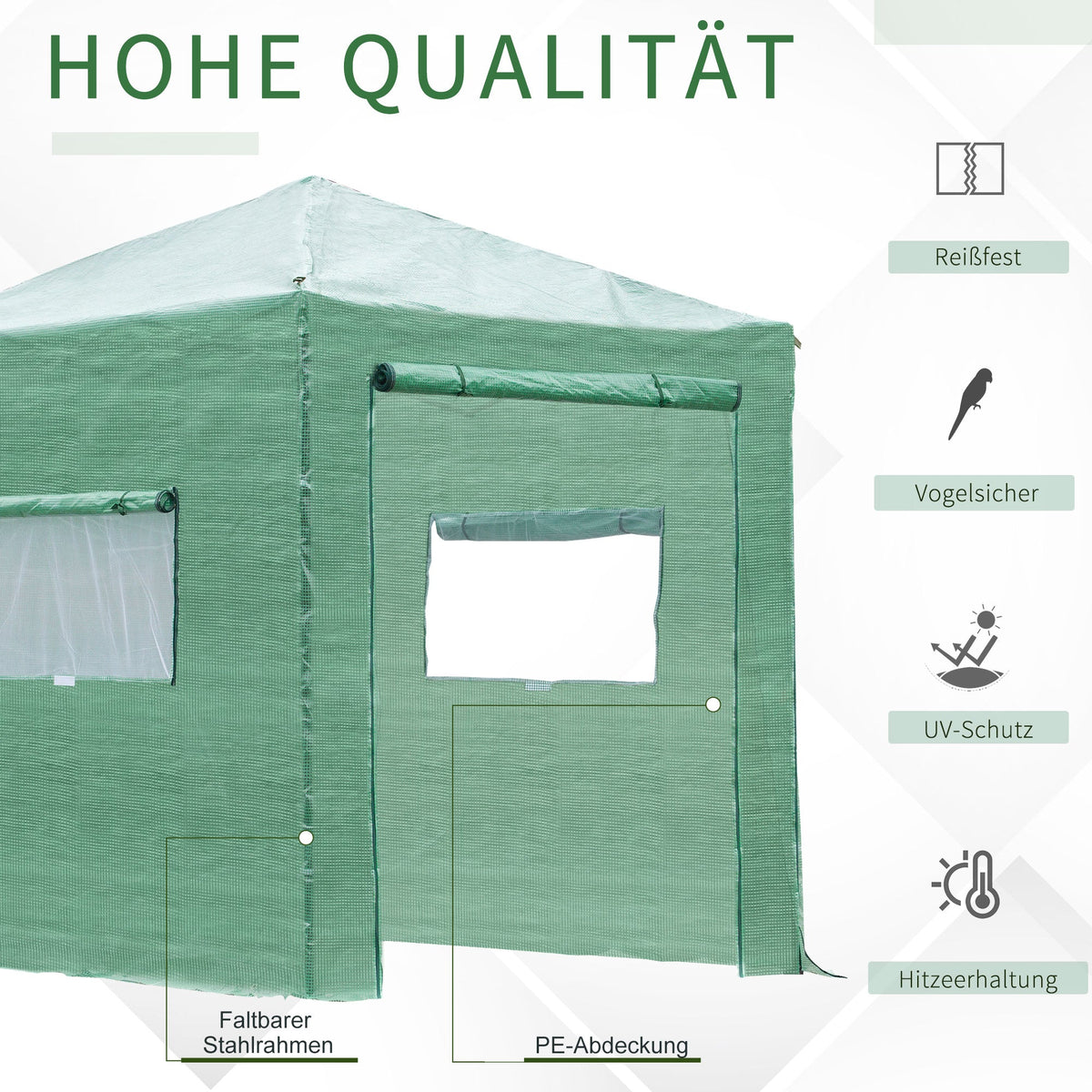 Greenhouse/Tomato House Roll-Up Door Window 238x178x240cm PE Steel Dark Green
