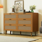 Chest of drawers 6 drawers with metal handles made of wood
