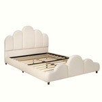 Upholstered Kids Bed 140x200cm with Headboard in Beige Velvet