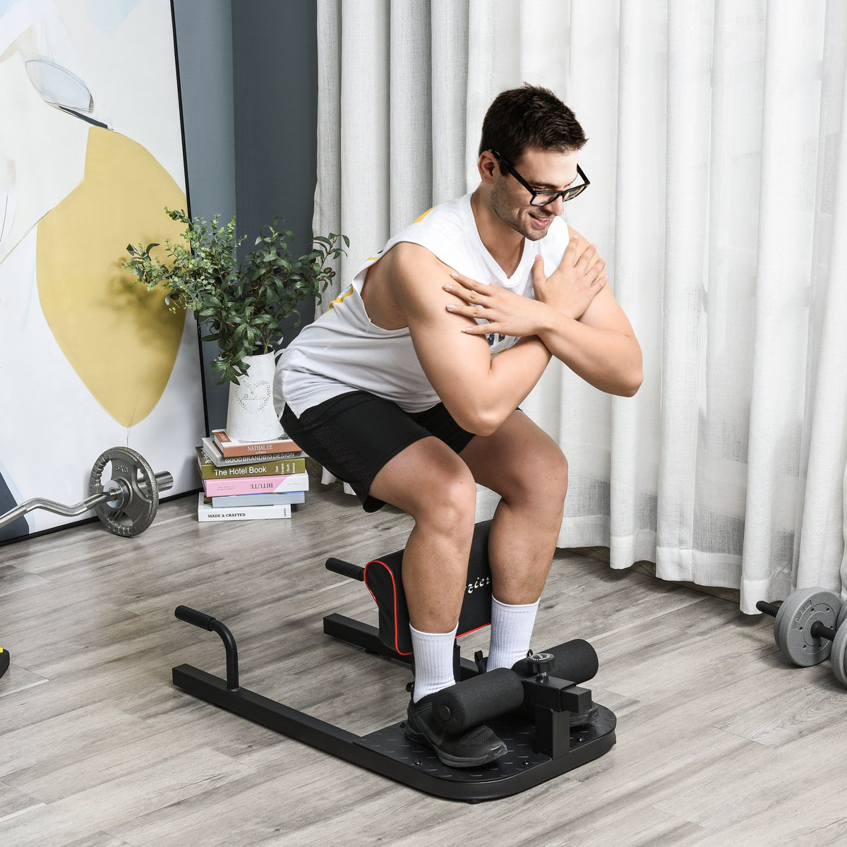 Sissy Squat Trainer, 3-in-1 Adjustable, Steel Black