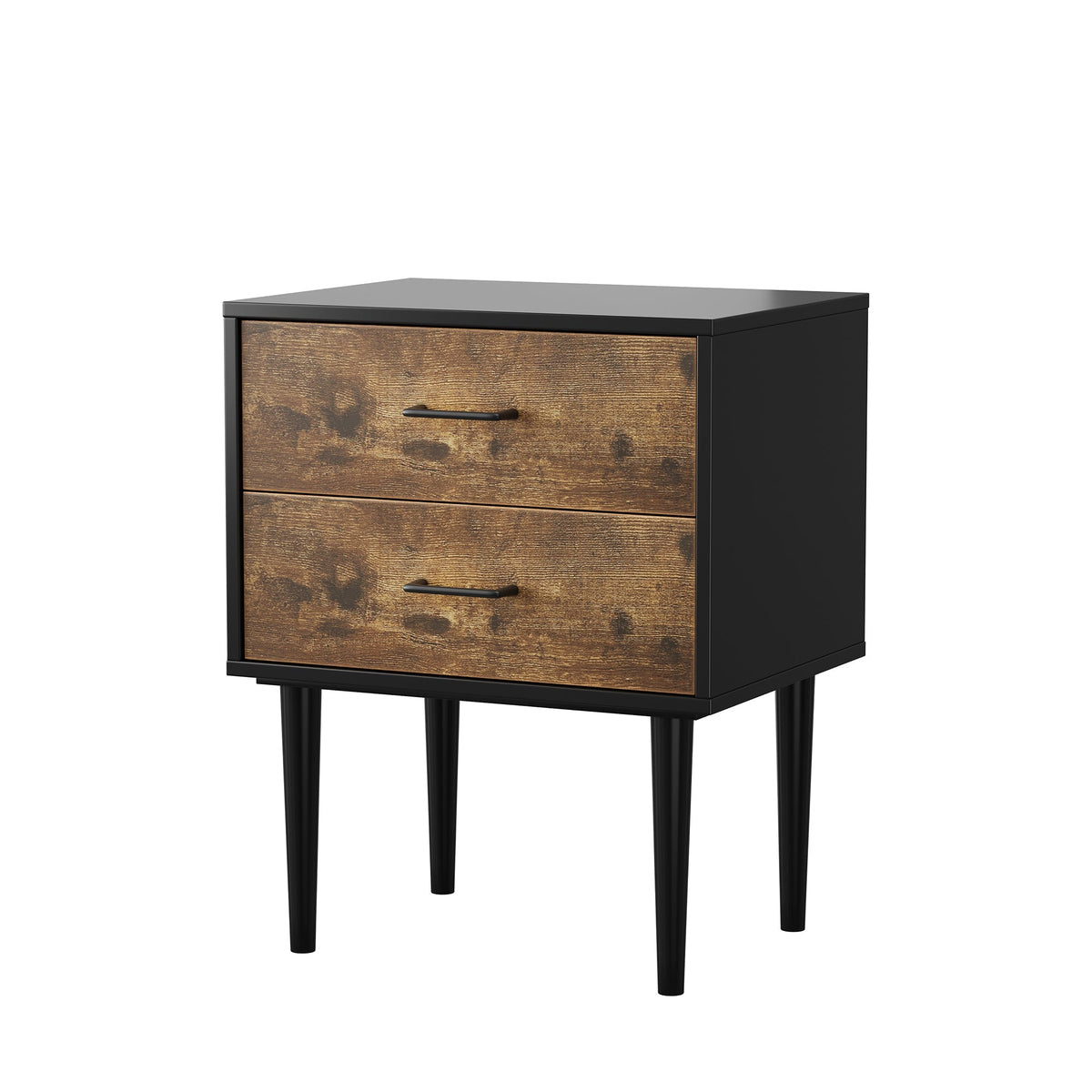 Retro Industrial Bedside Table 2 Drawers 51x38x66cm Vintage Brown