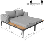 Outdoor Patio Daybed Double Lounge Sunbed Multifunctional Waterproof with Shelves