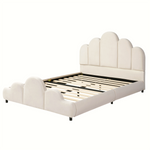 Upholstered Kids Bed 140x200cm with Headboard in Beige Velvet