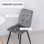 Dining Chairs, Set of 2 Upholstered Kitchen Chairs, Grey Black Metal