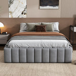 Upholstered Bed 140x200cm Slatted Base No Headboard - Grey