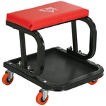Workshop Stool, Padded Seat, Storage, Steel, Red