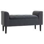 Bench with Storage, Upholstered Stool Chest, Dark Grey Linen