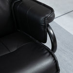 Armchair Swivel Reclining TV Chair with Footstool, Tilting Backrest, Faux Leather Black