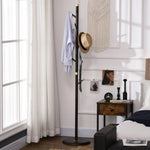 Coat Rack, 6 Hooks, Freestanding, Walnut