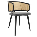 2 Dining Chairs Rattan Back Velvet Seat - Modern Style